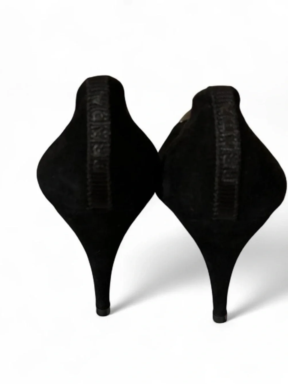 Prada Black Suede Pumps with Patent Black Cap Toe